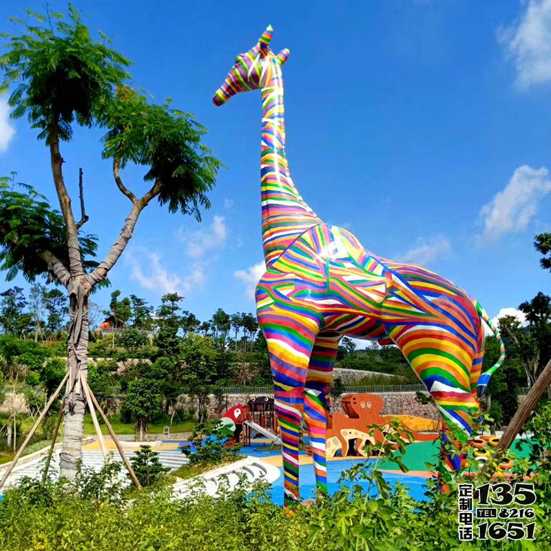 玻璃鋼彩繪海邊創意大型景觀長頸鹿雕塑 玻璃鋼彩繪海邊創意大型景觀長頸鹿雕塑