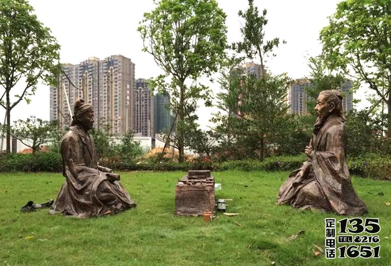 戶外玻璃鋼雕塑仿銅古人物現代廣場公園擺件 戶外玻璃鋼雕塑仿銅古人物現代廣場公園擺件