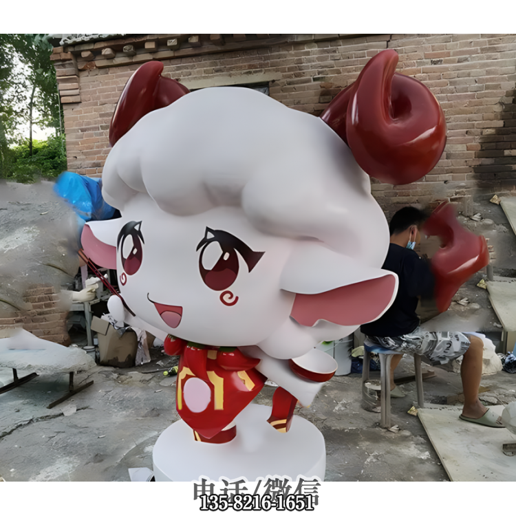 玻璃鋼卡通小羊女雕塑公仔 玻璃鋼卡通小羊女雕塑公仔