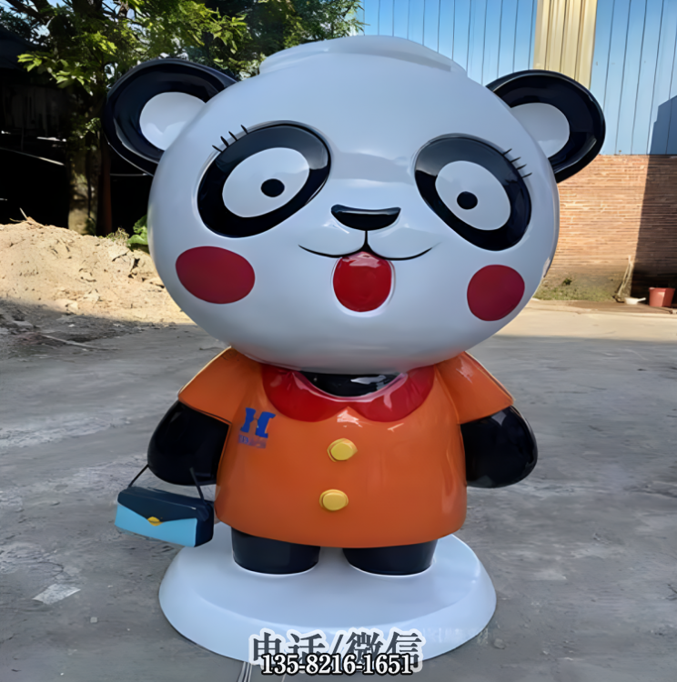 玻璃鋼熊貓公仔卡通雕塑 玻璃鋼熊貓公仔卡通雕塑